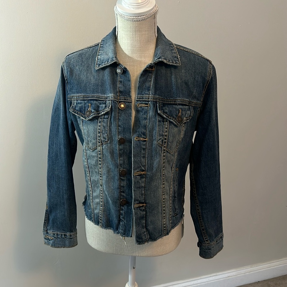 Lucky‎ Brand Jean Denim Jacket Raw Hem Size Medium